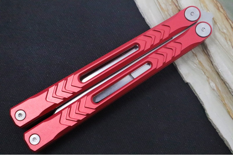 Revo Nexus Balisong - Weehawk Blade / 154CM Steel / Red Anodized Aluminum Handle REVNXSSARD - Northwest Knives