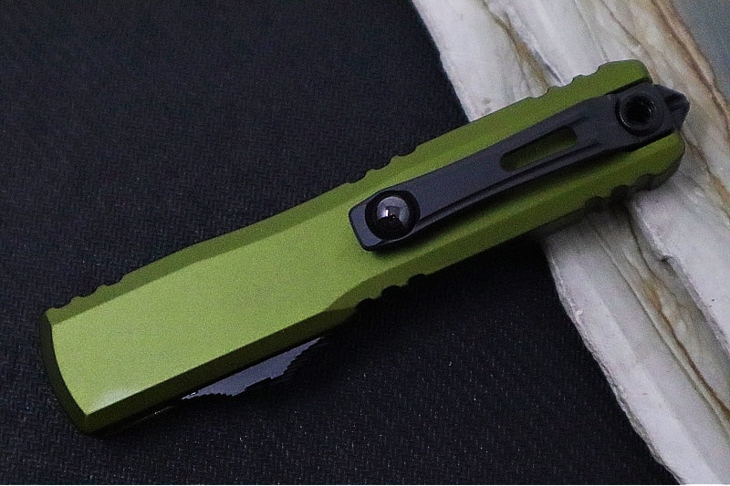 Microtech Ultratech Gen IV OTF - Black Finish / Drop Point Blade / OD Green Anodized Aluminum Handle 11214-1OD