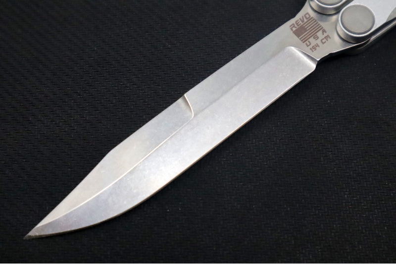 Revo Nexus Balisong - Weehawk Blade / 154CM Steel / Bead Blasted Silver Anodized Aluminum Handle REVNXSBBLS - Northwest Knives