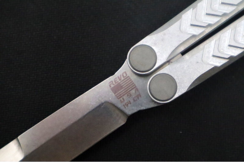 Revo Nexus Balisong - Weehawk Blade / 154CM Steel / Bead Blasted Silver Anodized Aluminum Handle REVNXSBBLS