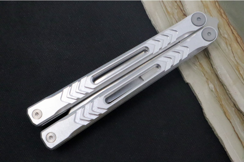 Revo Nexus Balisong - Weehawk Blade / 154CM Steel / Bead Blasted Silver Anodized Aluminum Handle REVNXSBBLS