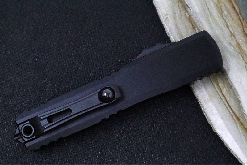 Microtech Ultratech Gen IV OTF - Black Finish / Drop Point Blade / Black Anodized Aluminum Handle 11214-1T