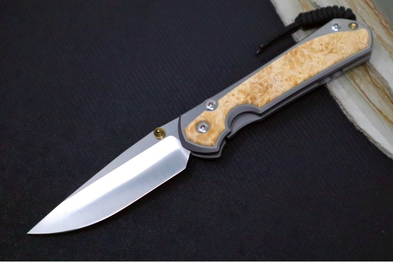 Chris Reeve Large Sebenza 31 - Polished Drop Point Blade / Box Elder Inlay / CPM-Magnacut L31-1628 (A3)
