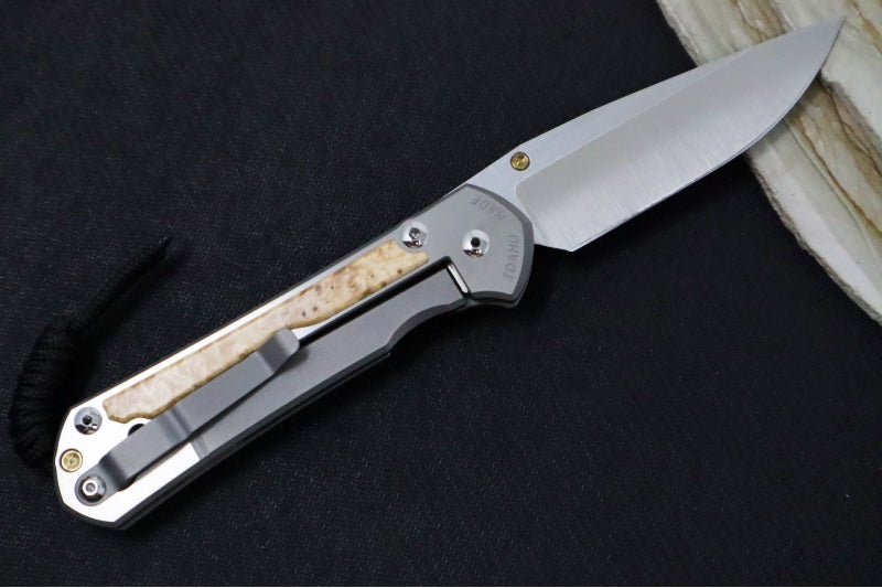 Chris Reeve Large Sebenza 31 - Polished Drop Point Blade / Box Elder Inlay / CPM-Magnacut L31-1628 (A3)