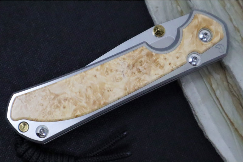 Chris Reeve Large Sebenza 31 - Polished Drop Point Blade / Box Elder Inlay / CPM-Magnacut L31-1628 (A3) - Northwest Knives