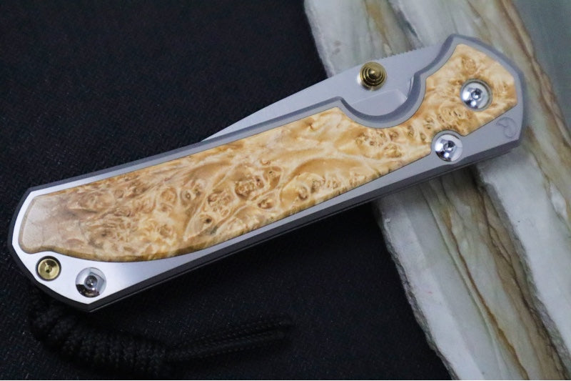 Chris Reeve Large Sebenza 31 - Polished Drop Point Blade / Box Elder Inlay / CPM-Magnacut L31-1628 (A1) - Northwest Knives