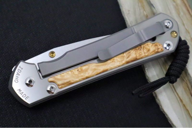 Chris Reeve Large Sebenza 31 - Polished Drop Point Blade / Box Elder Inlay / CPM-Magnacut L31-1628 (A2)