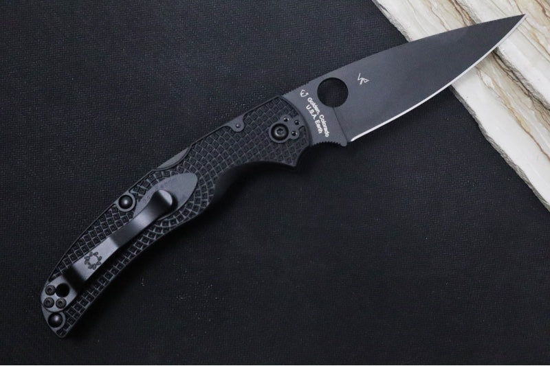 Spyderco Native Chief - Drop Point Blade / Black Finish / Black FRN Handle Scales C244PBBK - Northwest Knives