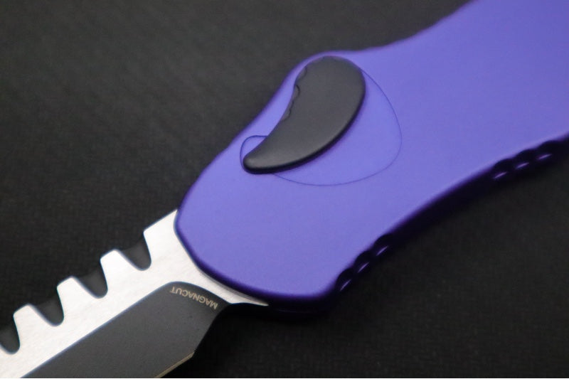 Heretic Knives Hydra Single Action OTF - Black Tanto Blade / CPM-Magnacut Steel / Purple Anodized Aluminum Handle H006-10A-PU
