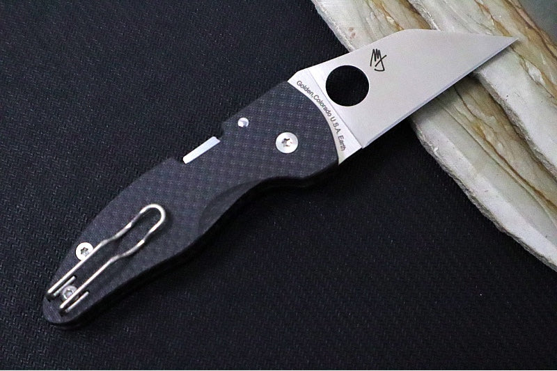 Spyderco Microjimbo SPRINT RUN - Black Carbon Fiber Handle / Satin Wharncliffe Blade / CPM-S90V - C264CFP