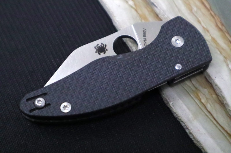 Spyderco Microjimbo SPRINT RUN - Black Carbon Fiber Handle / Satin Wharncliffe Blade / CPM-S90V - C264CFP