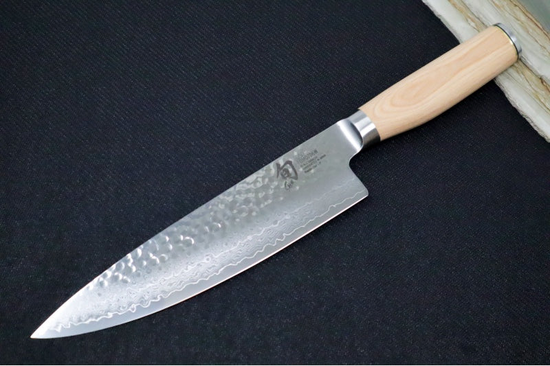 Shun Premier Blonde - 3pc Starter Set - 69 Layered Damascus -Hammered Tsuchime Finish - Blonde Colored Pakkawood Handle - Made in Seki City, Japan