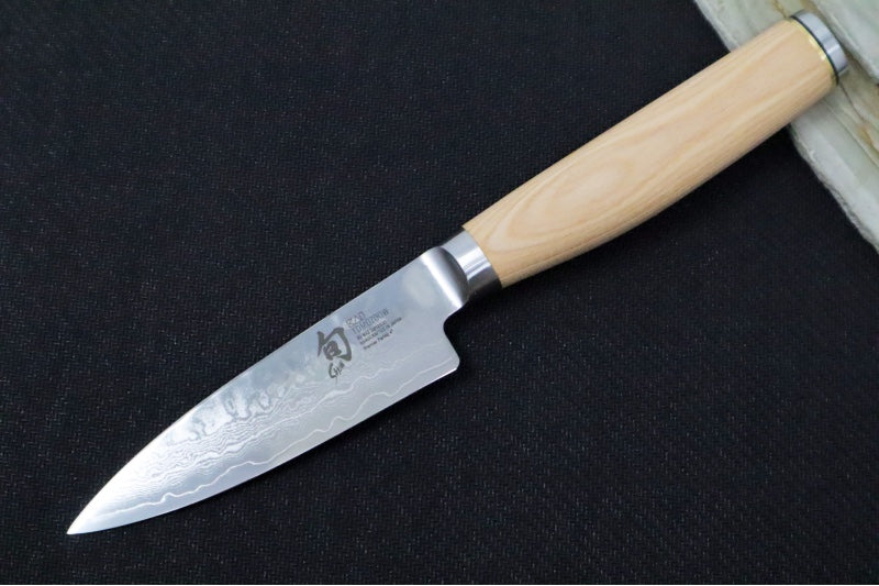 Shun Premier Blonde - 3pc Starter Set - 69 Layered Damascus -Hammered Tsuchime Finish - Blonde Colored Pakkawood Handle - Made in Seki City, Japan - Northwest Knives