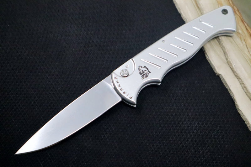 Piranha Knives "Pocket" - 154CM Blade / Silver Aluminum Handle - Northwest Knives