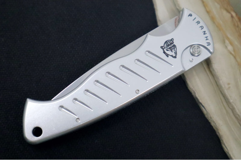 Piranha Knives "Pocket" - 154CM Blade / Silver Aluminum Handle
