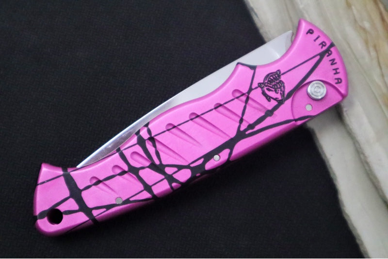 Piranha Knives "Pocket" - 154CM Blade / Pink Aluminum Handle