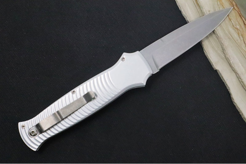 Piranha Knives "Bodyguard" - S30V Stonewash Blade / Silver Aluminum Handle - Northwest Knives