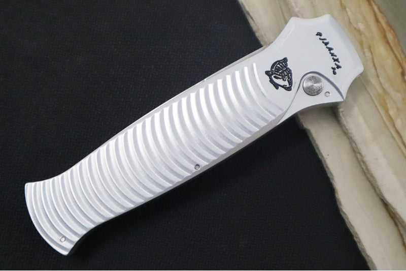 Piranha Knives "Bodyguard" - S30V Stonewash Blade / Silver Aluminum Handle - Northwest Knives