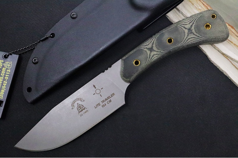 Tops Pasayten Fixed Blade - 154CM Steel/ Clip Point Blade / Black Linen Micarta Handle / Kydex Sheath P001 - Northwest Knives