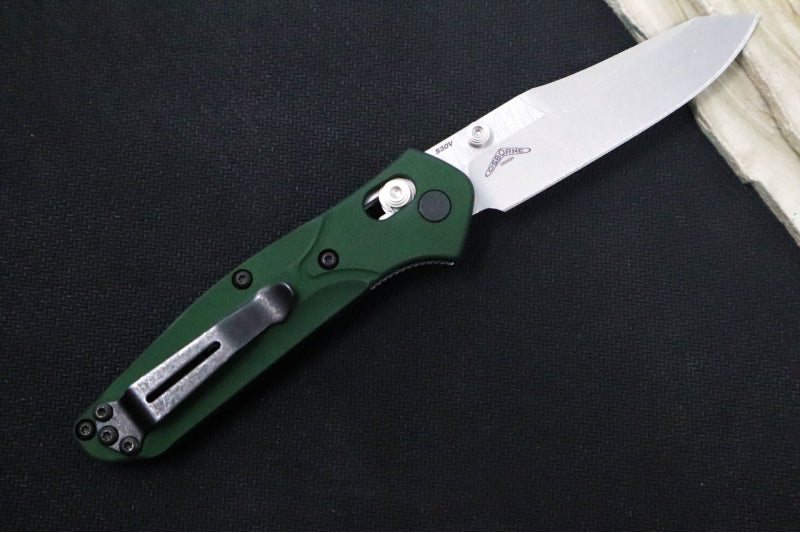 Benchmade 945 Mini Osborne - Satin Reverse Tanto Blade / CPM-S30V / Green Aluminum Handle - Northwest Knives