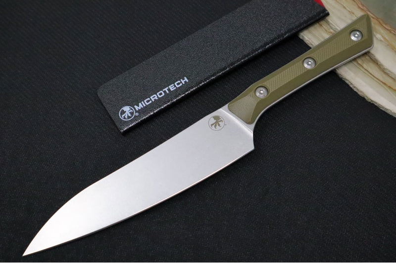 Microtech Utility Knife - M390MK Steel / Stonewashed Finish / OD Green G-10 Handle 3400-10OD