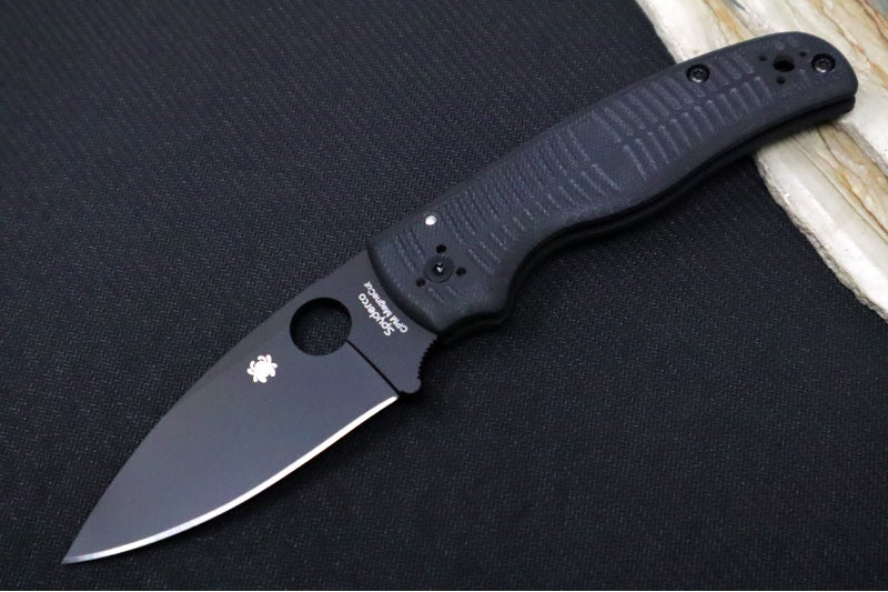 Spyderco Shaman Salt - Textured Black G10 / Black DLC Finish / Drop Point Blade / CPM-Magnacut Steel C229GMCBKP