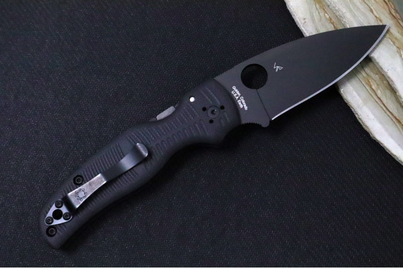 Spyderco Shaman Salt - Textured Black G10 / Black DLC Finish / Drop Point Blade / CPM-Magnacut Steel C229GMCBKP