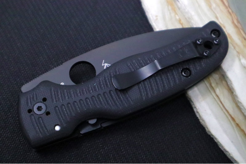 Spyderco Shaman Salt - Textured Black G10 / Black DLC Finish / Drop Point Blade / CPM-Magnacut Steel C229GMCBKP