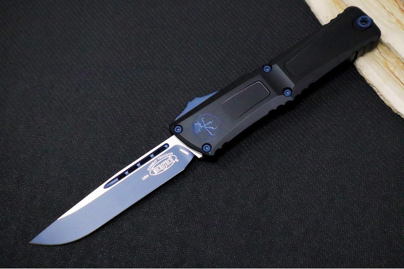 Microtech Combat Troodon OTF Gen III - Navy Coated Finish / Drop Point Blade / Black Anodized Aluminum Handle with Navy Accents 1143-1NASK