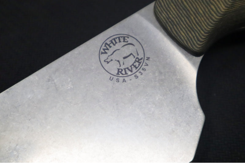 White River Camp Cleaver - Black Burlap Micarta Handle / S35VN