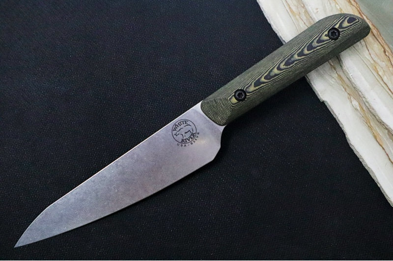 White River Liong Mah Kitchen Knives 2 Pc Set - Maple & Black Richlite Handle - CPM-S35VN Blade Steel - Made in the USA - Northwest Knives