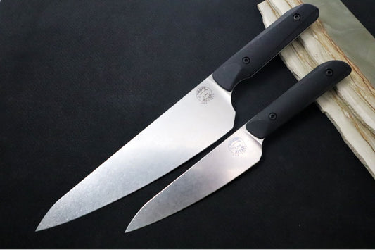 White River Liong Mah Kitchen Knives 2 Pc Set - Black G-10 Handle - CPM-S35VN Blade Steel - Made in the USA