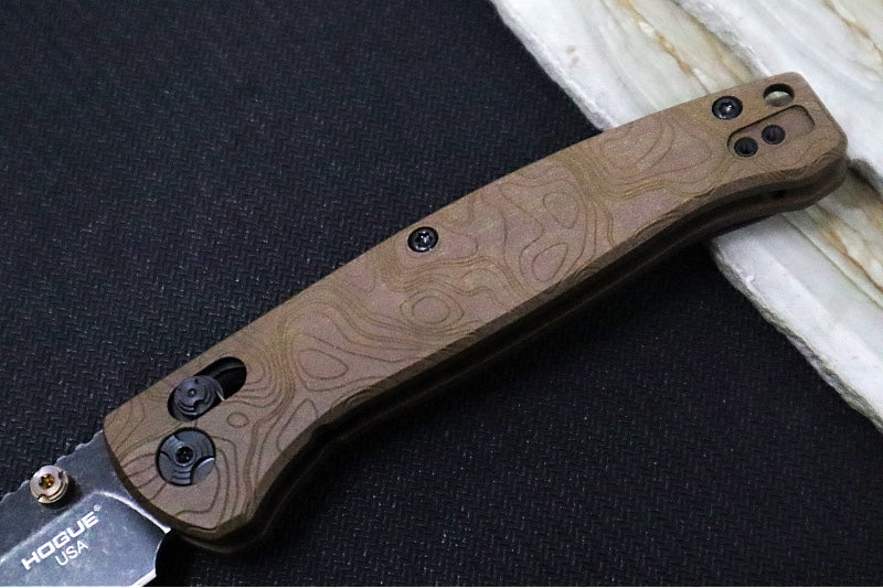 Hogue Knives Earth Series Mysto - Blackwash Finish / Clip Point Blade / CPM-Magnacut Steel / Topographic Browns Point Richlite Handles / AXIS Lock 24453