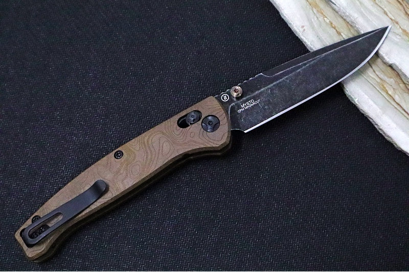 Hogue Knives Earth Series Mysto - Blackwash Finish / Clip Point Blade / CPM-Magnacut Steel / Topographic Browns Point Richlite Handles / AXIS Lock 24453