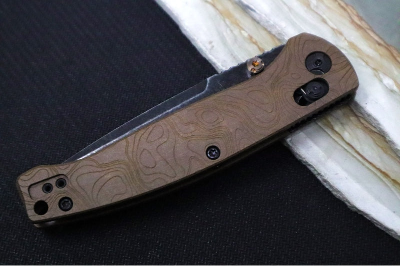 Hogue Knives Earth Series Mysto - Blackwash Finish / Clip Point Blade / CPM-Magnacut Steel / Topographic Browns Point Richlite Handles / AXIS Lock 24453