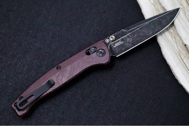 Hogue Knives Fire Series Mysto - Blackwash Finish / Clip Point Blade / CPM-Magnacut Steel / Topographic Redstone Richlite Handles / AXIS Lock 24452