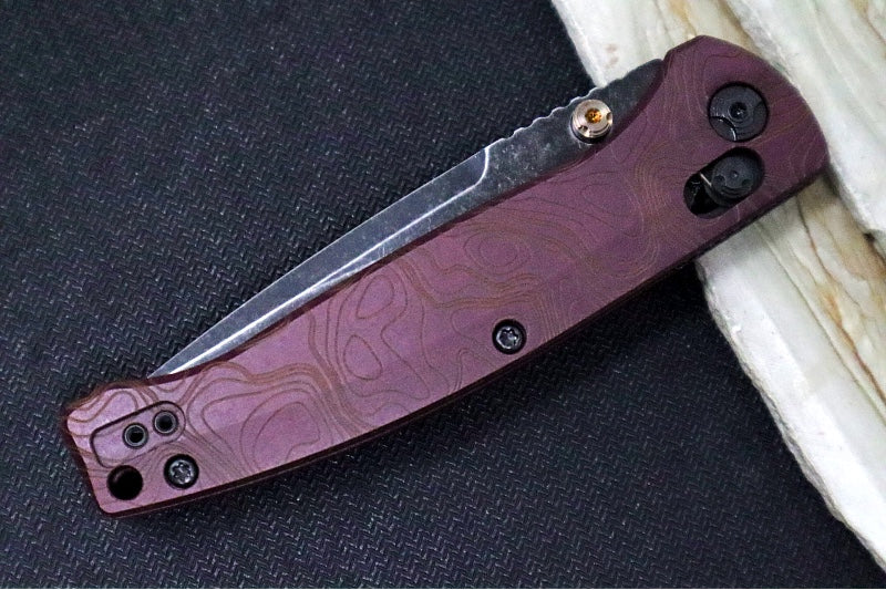 Hogue Knives Fire Series Mysto - Blackwash Finish / Clip Point Blade / CPM-Magnacut Steel / Topographic Redstone Richlite Handles / AXIS Lock 24452