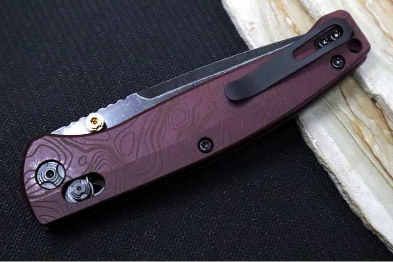 Hogue Knives Fire Series Mysto - Blackwash Finish / Clip Point Blade / CPM-Magnacut Steel / Topographic Redstone Richlite Handles / AXIS Lock 24452