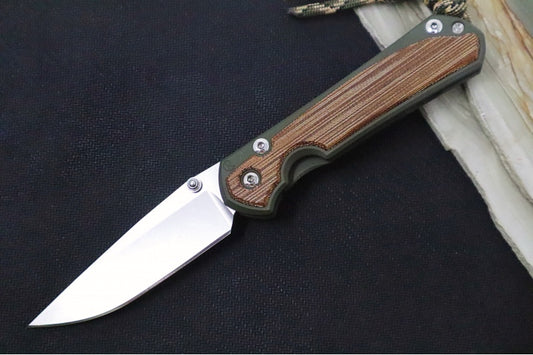 Chris Reeve Knives Small Sebenza 31 NWK Exclusive - Drop Point Blade / CPM-Magnacut Steel / OD Green Cerakote Handle & Natural Micarta Inlay / Camo Lanyard S31-1709