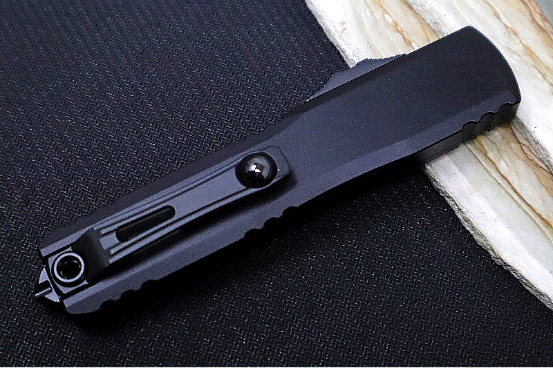Microtech Ultratech Gen IV OTF Tactical - Black Finish / Dagger Blade / Black Anodized Aluminum Handle 11224-1T