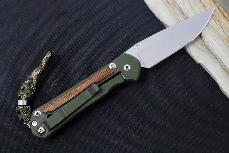 Chris Reeve Knives Small Sebenza 31 NWK Exclusive - Drop Point Blade / CPM-Magnacut Steel / OD Green Cerakote Handle & Natural Micarta Inlay / Camo Lanyard S31-1709