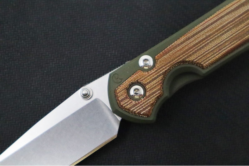 Chris Reeve Knives Small Sebenza 31 NWK Exclusive - Drop Point Blade / CPM-Magnacut Steel / OD Green Cerakote Handle & Natural Micarta Inlay / Camo Lanyard S31-1709