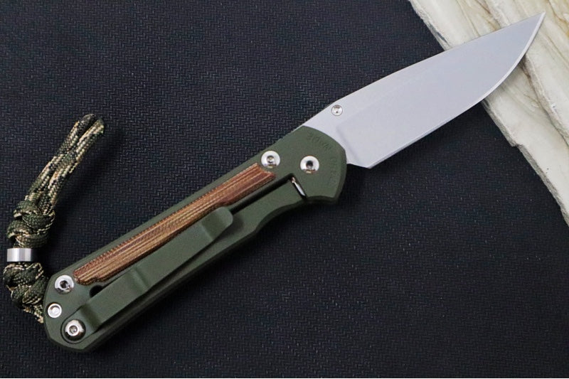 Chris Reeve Knives Small Sebenza 31 NWK Exclusive - Drop Point Blade / CPM-Magnacut Steel / OD Green Cerakote Handle & Natural Micarta Inlay / Camo Lanyard S31-1709