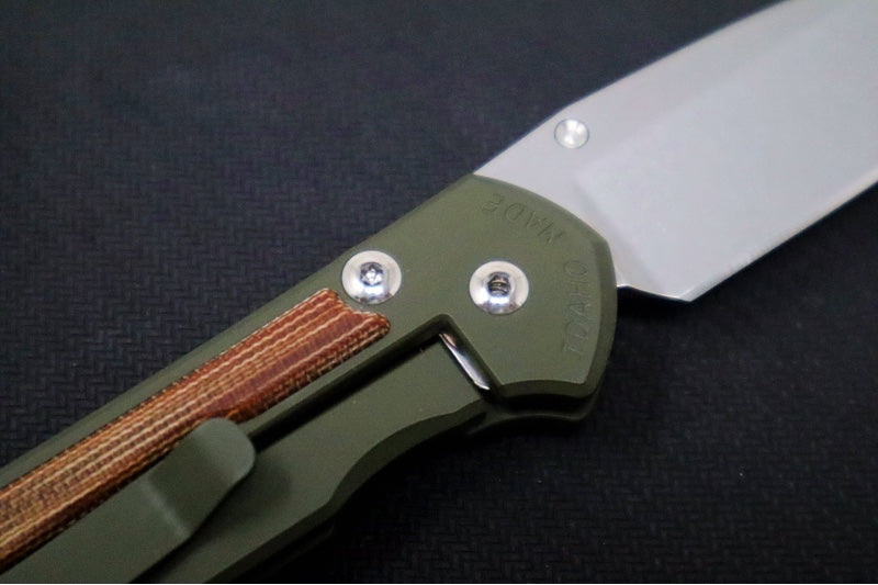 Chris Reeve Knives Small Sebenza 31 NWK Exclusive - Drop Point Blade / CPM-Magnacut Steel / OD Green Cerakote Handle & Natural Micarta Inlay / Camo Lanyard S31-1709