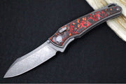 Hawk Knife Designs Talon Button Lock Flipper - Mars Valley Carbon Fiber Inlay & Tumbled Titanium Handle / M390 Steel / Tumbled Finish / Sheepsfoot Blade - Northwest Knives