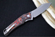 Hawk Knife Designs Talon Button Lock Flipper - Mars Valley Carbon Fiber Inlay & Tumbled Titanium Handle / M390 Steel / Tumbled Finish / Sheepsfoot Blade - Northwest Knives
