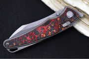 Hawk Knife Designs Talon Button Lock Flipper - Mars Valley Carbon Fiber Inlay & Tumbled Titanium Handle / M390 Steel / Tumbled Finish / Sheepsfoot Blade - Northwest Knives