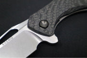 Koenig Arius - Standard With Black Carbon Fiber - Stonewashed Blade with Polished Flats - Black DLC Hardware & Spacer (Gen 4) - Northwest Knives