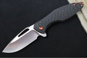Koenig Arius - Standard With Black Carbon Fiber - Stonewashed Blade with Polished Flats - Rose Gold DLC Hardware & Spacer (Gen 4) - Northwest Knives