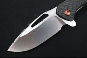 Koenig Arius - Standard With Black Carbon Fiber - Stonewashed Blade with Polished Flats - Rose Gold DLC Hardware & Spacer (Gen 4) - Northwest Knives